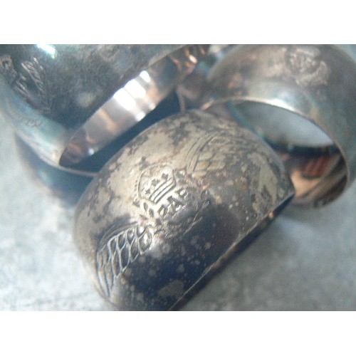 139 - SET OF 5 SILVER PLATED NAPKIN RINGS ENGRAVED WITH RAF WINGS - PROBABLY FROM OFFICERS MESS