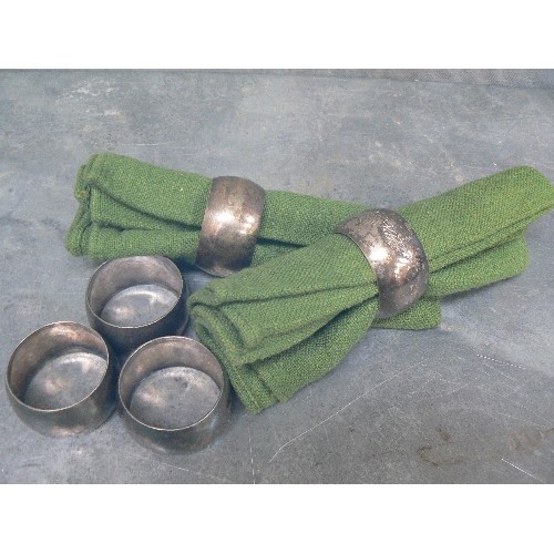 139 - SET OF 5 SILVER PLATED NAPKIN RINGS ENGRAVED WITH RAF WINGS - PROBABLY FROM OFFICERS MESS