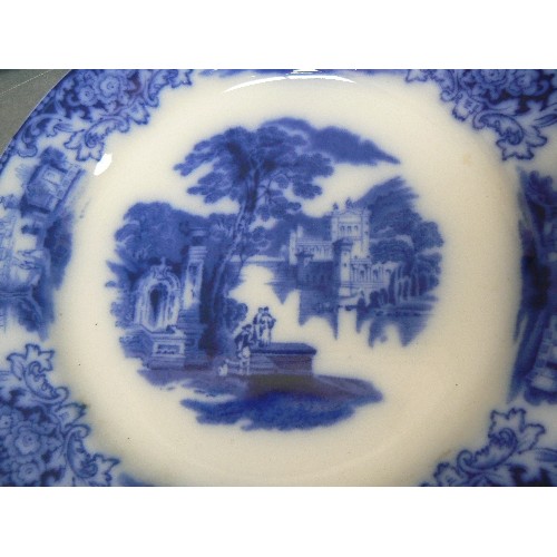 206 - FIVE VICTORIAN FLOW BLUE PLATES 