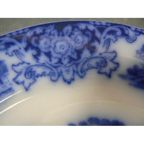 206 - FIVE VICTORIAN FLOW BLUE PLATES 