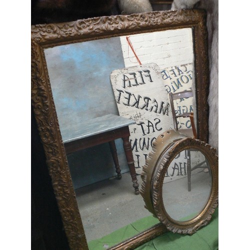 384 - TWO VINTAGE GILT FRAMED MIRRORS, THE LARGEST 90CM X 66CM