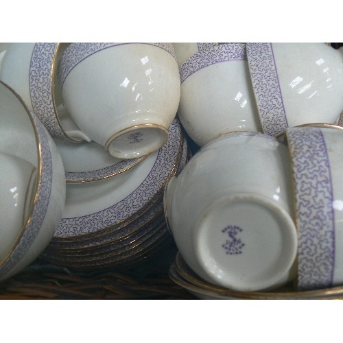 208 - VICTORIAN CHINA AND GLASS INCLUDING A PART TEASET BY CHELSON CHINA WITH LILAC 