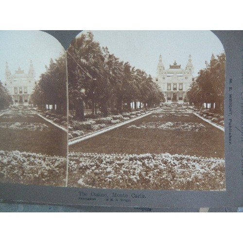 239 - GOOD COLLECTION OF 39 VICTORIAN STEREOSCOPIC ALBUMEN PHOTOGRAOHIC SLIDES BY M.E.WRIGHT PUBLISHER, IN... 