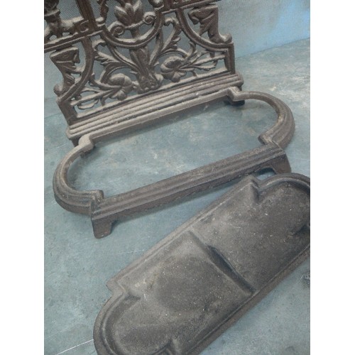 391 - VICTORIAN STYLE CAST IRON STICK STAND WITH REMOVEABLE DRIP PAN