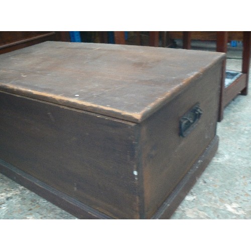 380 - SMALL PINE BLANKET TYPE CHEST WITH IRON HANDLES