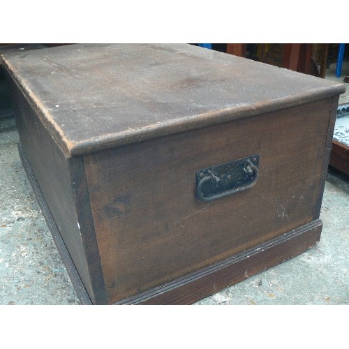 380 - SMALL PINE BLANKET TYPE CHEST WITH IRON HANDLES