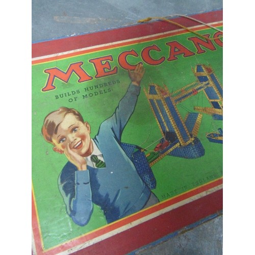 369B - A CIRCA 1950 MECCANO SET, NO 1 OUTFIT WITH PLAYWORN CONTENTS AND A GOOD INSTRUCTION BOOKLET. ALSO A ... 