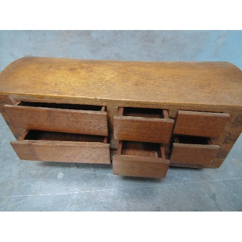 122 - UNUSUAL MID 20TH CENTURY OAK DOME TOPPED BOX - BANK OF 6 DRAWERS