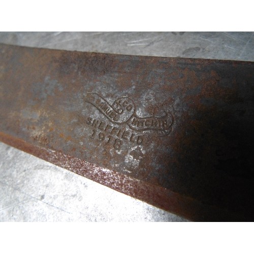 436 - A SCARCE 1918 WW1 BRITISH ARMY MACHETE. THE 36CM BLADE MARKED 