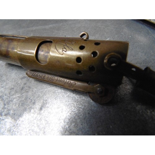 75B - ORIGINAL JULIUS MEISTER COMPANY AUSTRIA BRASS CIGARETTE STORM TRENCH LIGHTER, PATENT NO 105107, CIRC... 