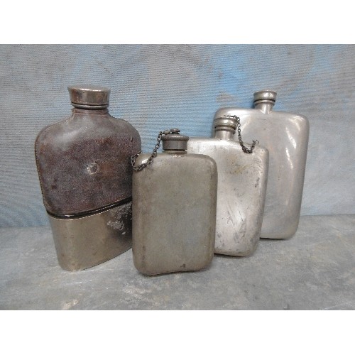 458 - THREE GRADUATED SPIRIT FLASKS, THE MIDDLE ONE WITH BROAD ARROW MARK AND 1955 DATE & MARKED KC/6141 A... 