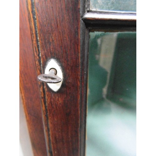 360 - EARLY 19TH CENTURY STAINED OAK CORNER CUPBOARD WITH SQUARE PANEL GLAZED DOOR - CRACK TO ONE PANE