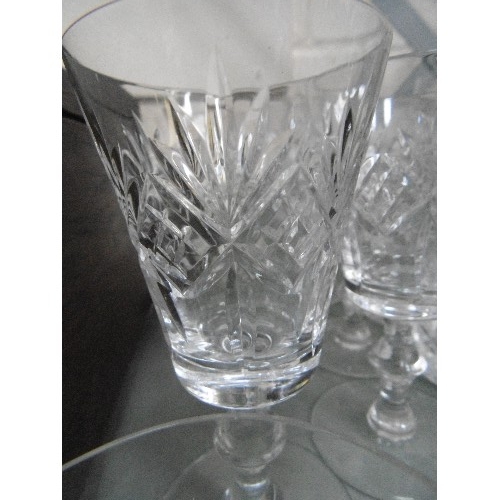 304 - SIX CUT GLASS WHISKEY TUMBLERS AND SIX WINE GLASSES BY ROYAL BRIERLEY, 2 WHISKEY AND 2 WINE HAVE NIB... 