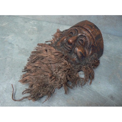 203B - CHINESE CARVED ROOTWOOD WALL MASK - SLOTS BEHIND FOR HIDING COINS