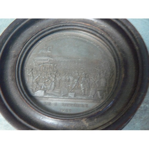 78A - A LATE 18TH OR EARLY 19TH CENTURY FRENCH PEWTER PLAQUE COMMEMORATING THE 