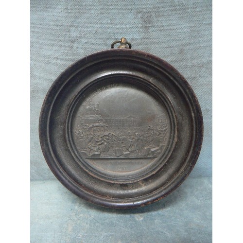 78A - A LATE 18TH OR EARLY 19TH CENTURY FRENCH PEWTER PLAQUE COMMEMORATING THE 