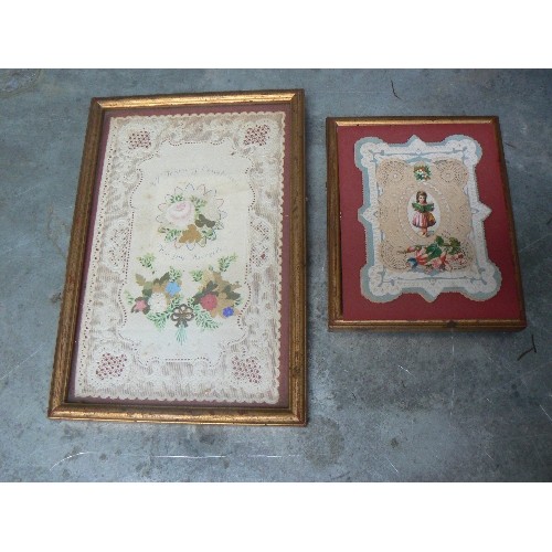 131A - TWO VICTORIAN FRAMED VALENTINE CARDS. THE LARGER ONE INSCRIBED 