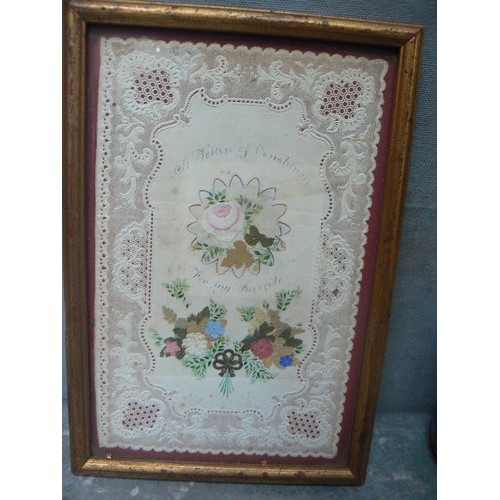 131A - TWO VICTORIAN FRAMED VALENTINE CARDS. THE LARGER ONE INSCRIBED 