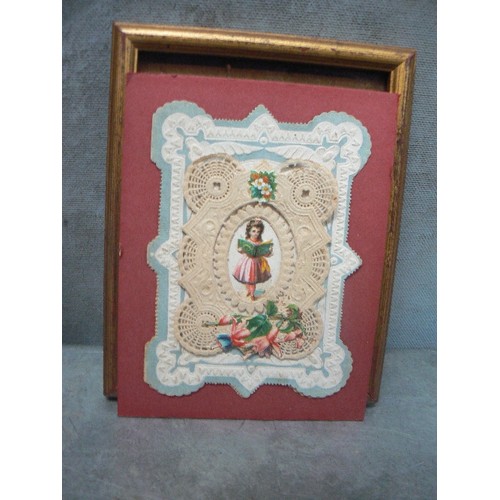 131A - TWO VICTORIAN FRAMED VALENTINE CARDS. THE LARGER ONE INSCRIBED 