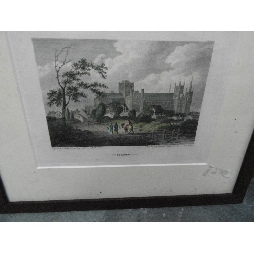 282 - THREE 18TH AND 19TH CENTURY ENGRAVINGS OF PETERBOROUGH CATHEDRAL INCLUDING A VIEW FROM THE NORTH ENG... 