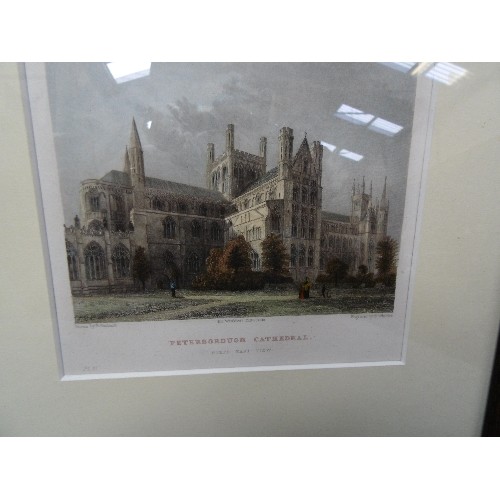 282 - THREE 18TH AND 19TH CENTURY ENGRAVINGS OF PETERBOROUGH CATHEDRAL INCLUDING A VIEW FROM THE NORTH ENG... 