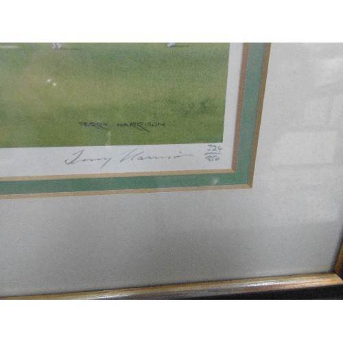 340 - FOUR FRAMED CRICKETING PRINTS, ALL SIGNED IN THE MARGIN BY THE ARTIST 