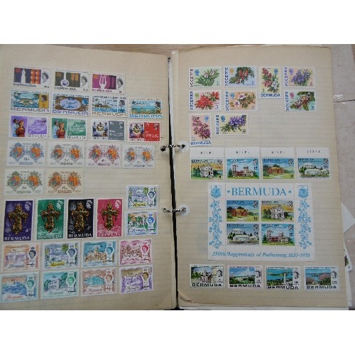 243 - TWO COMPREHENSIVE STAMP ALBUMS FOR BERMUDA AND ISLE OF MAN : 
1. BERMUDA INCLUDES STAMPS FROM QUEEN ... 