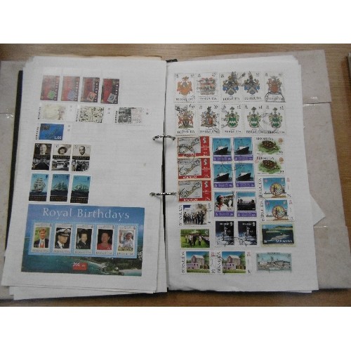 243 - TWO COMPREHENSIVE STAMP ALBUMS FOR BERMUDA AND ISLE OF MAN : 
1. BERMUDA INCLUDES STAMPS FROM QUEEN ... 