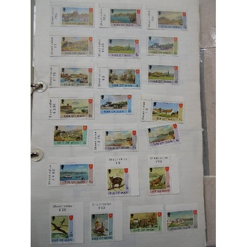 243 - TWO COMPREHENSIVE STAMP ALBUMS FOR BERMUDA AND ISLE OF MAN : 
1. BERMUDA INCLUDES STAMPS FROM QUEEN ... 