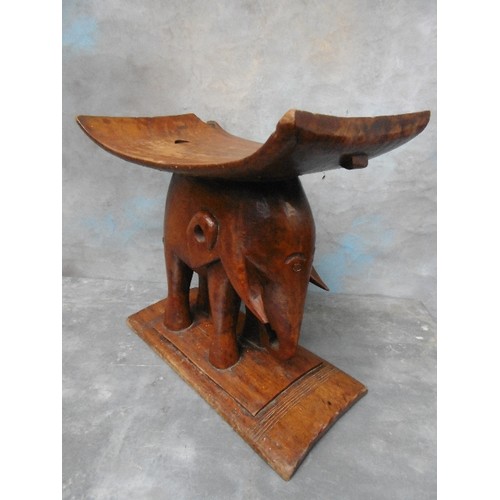 223A - EARLY 20TH CENTURY AFRICAN ASHANTI ELEPHANT STOOL IN SOLID HARDWOOD. GOOD AGE AND PATINATION - OLD D... 