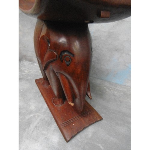 223B - EARLY 20TH CENTURY AFRICAN ASHANTI ELEPHANT STOOL. IN SOLID HARDWOOD. DAMAGE TO END OF ONE TUSK, SEE... 