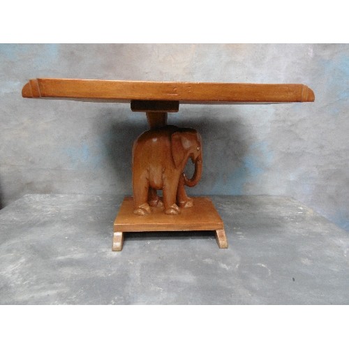 223C - MID 20TH CENTURY AFRICAN ELEPHANT SIDE TABLE IN THE FORM OF AN  ASHANTI ELEPHANT STOOL. SOLID HARDWO... 