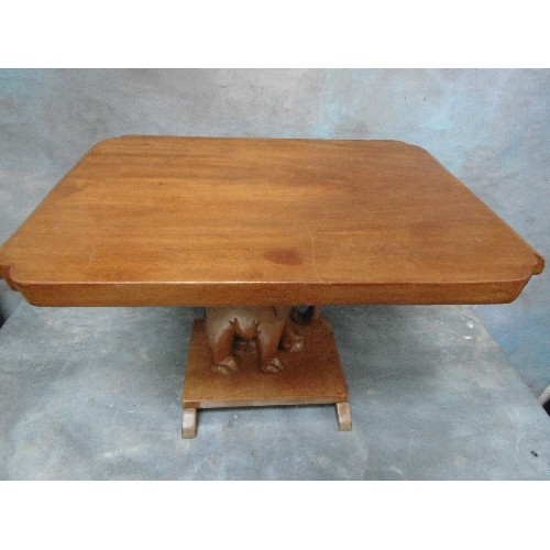 223C - MID 20TH CENTURY AFRICAN ELEPHANT SIDE TABLE IN THE FORM OF AN  ASHANTI ELEPHANT STOOL. SOLID HARDWO... 