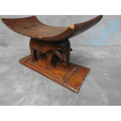 223D - A GOOD EARLY 20TH CENTURY ASHANTI ELEPHANT STOOL OF SMALL PROPORTIONS, CARVED IN SOLID AFRICAN HARDW... 