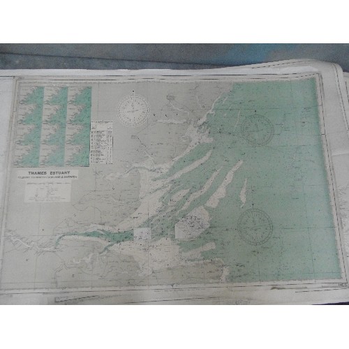 289B - SEVEN LARGE NAVIGATIONAL MAPS OF BRITAIN, FRANCE AND SPAIN FROM THE 1950'S INCLUDING :-
THE THAMES E... 