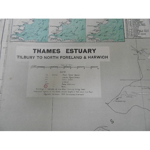 289B - SEVEN LARGE NAVIGATIONAL MAPS OF BRITAIN, FRANCE AND SPAIN FROM THE 1950'S INCLUDING :-
THE THAMES E... 