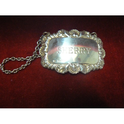 20 - STERLING SILVER SHERRY LABEL ON CHAIN, BIRM 1995