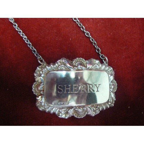 20 - STERLING SILVER SHERRY LABEL ON CHAIN, BIRM 1995