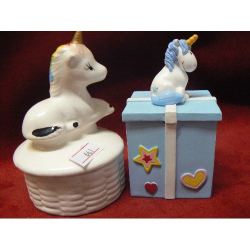 69 - 6 X UNICORN FIGURES/TRINKET BOXES.