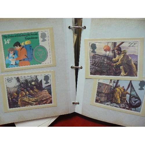 106 - LARGE RINGBINDER ALBUM FULL OF 'STAMP POSTCARDS' FROM POST OFFICE PICTURE CARD SERVICE.