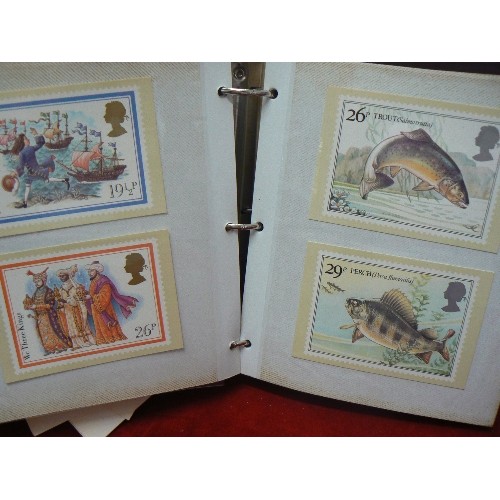 106 - LARGE RINGBINDER ALBUM FULL OF 'STAMP POSTCARDS' FROM POST OFFICE PICTURE CARD SERVICE.