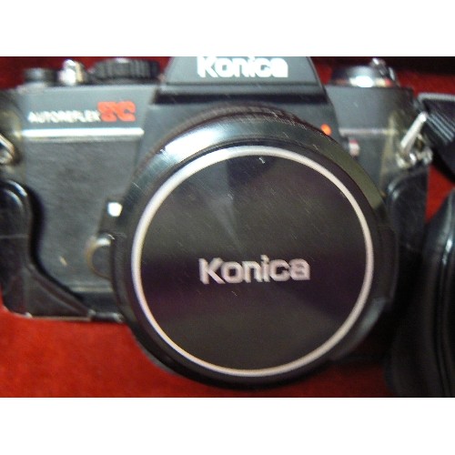 109 - VINTAGE KONICA AUTO S2, AUTOREFLEX TC, AND FRANKA CAMERAS.