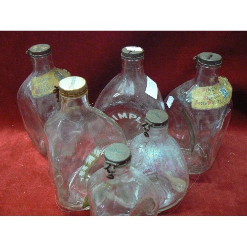 110 - 6 X VINTAGE GLASS DIMPLE WHISKEY BOTTLES. INC HAIG & HAIG LTD.