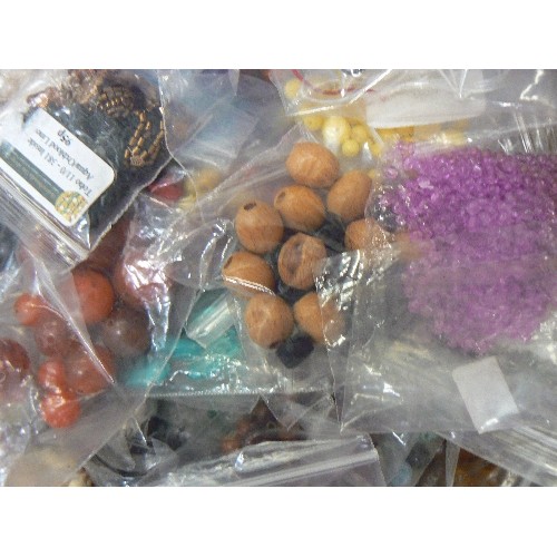 117 - BEADS FOR JEWELLERY-MAKING. 2 X BOXES OF BEADS IN BAGS.