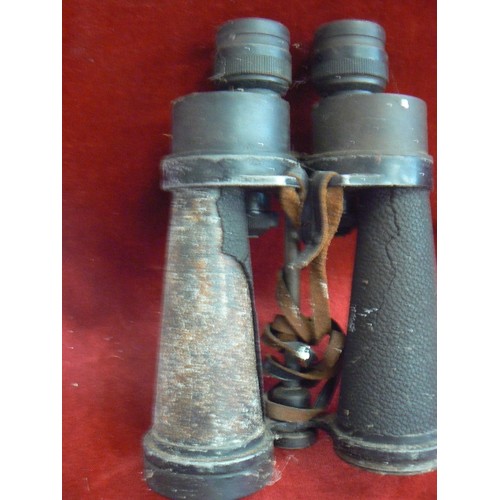 126 - VINTAGE FIELD BINOCULARS THAT LOOK LIKE THEY'VE BEEN THROUGH THE WARS!! & WEBLEY 4X20 SCOPE/SIGHT.