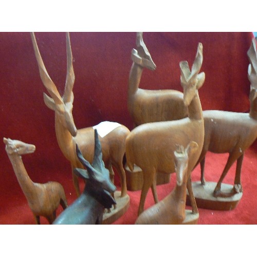 130 - COLLECTION OF 7 WOODEN ANTELOPE