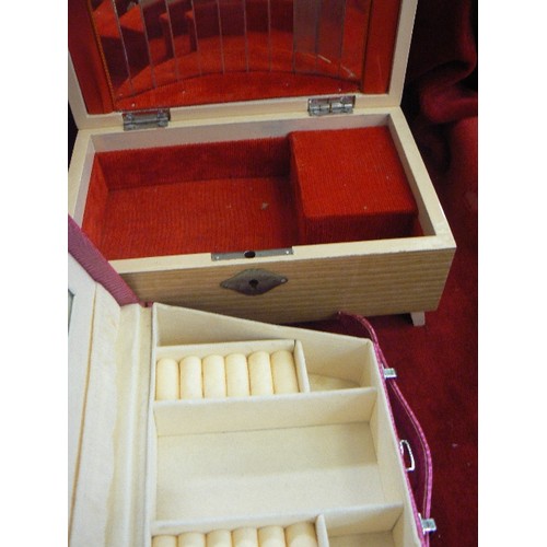 132 - 2 JEWELLERY BOXES, NO CONTENTS.