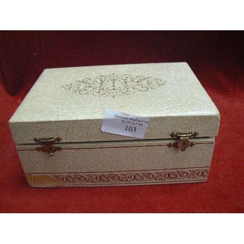 103 - VINTAGE JEWELLERY BOX AND JEWELLERY.