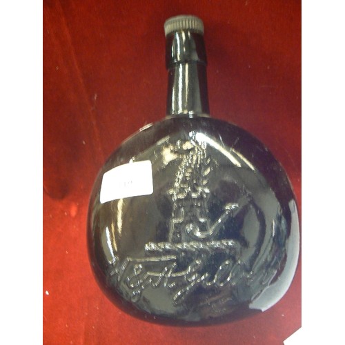 119 - VINTAGE BROWN GLASS BOTTLE DECANTER. W & A GILBEY.