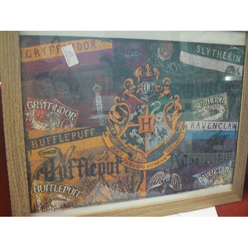 123 - HARRY POTTER FRAMED JIGSAW PUZZLES. THE MARAUDERS MAP, & HOUSE CRESTS 'SLYTHERIN, GRYFFENDOR ETC.